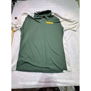 Vintage‎ NFL Reebok Green Bay Packers Polo Shirt Men's Large White Green Yellow